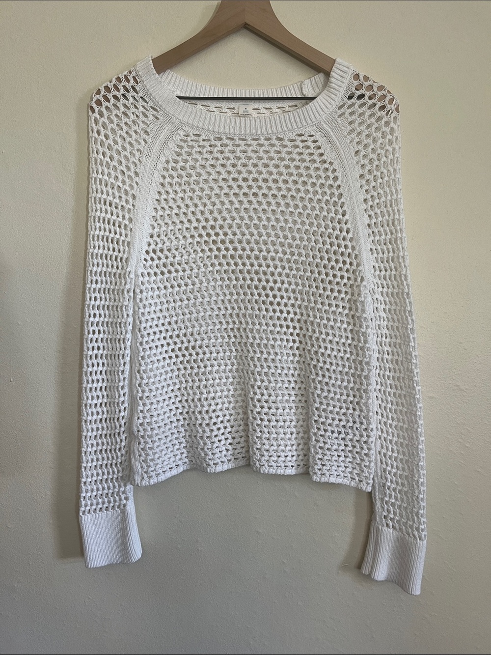 Old Navy White Open-Weave Crewneck Sweater